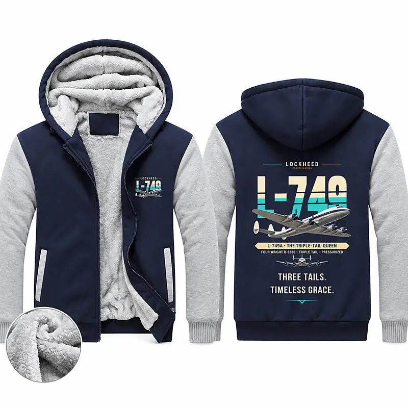 L-749A Constellation Zipped Sweatshirts - Original - Navy & Gray