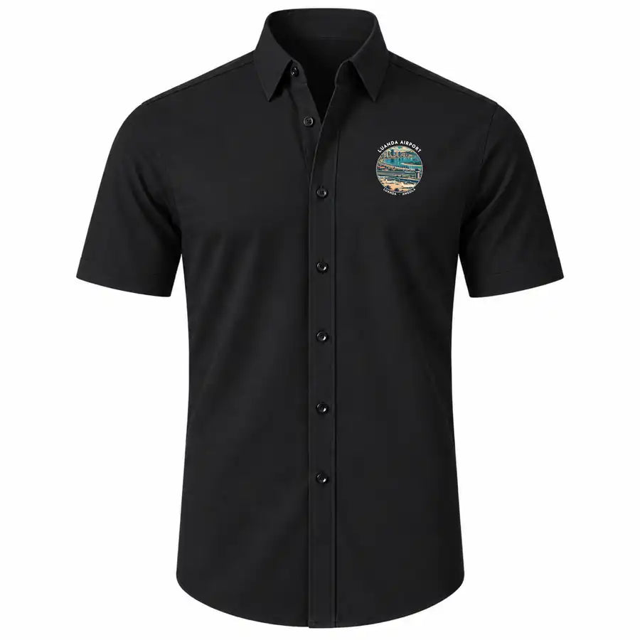 Quatro de Fevereiro International Airport (LAD) Shirts - Short Sleeve Shirt - Badge - Black