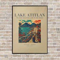 Thumbnail for LAKE ATITLAN - Poster - Canvas Framed - Beige