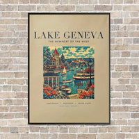 Thumbnail for LAKE GENEVA - Poster - Canvas Framed - Beige