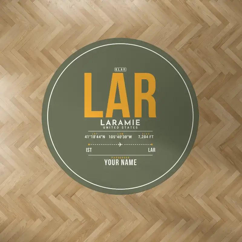 Laramie Regional Airport (LAR) Carpets - Carpet Round - ID Tag + Name - Green Army V2