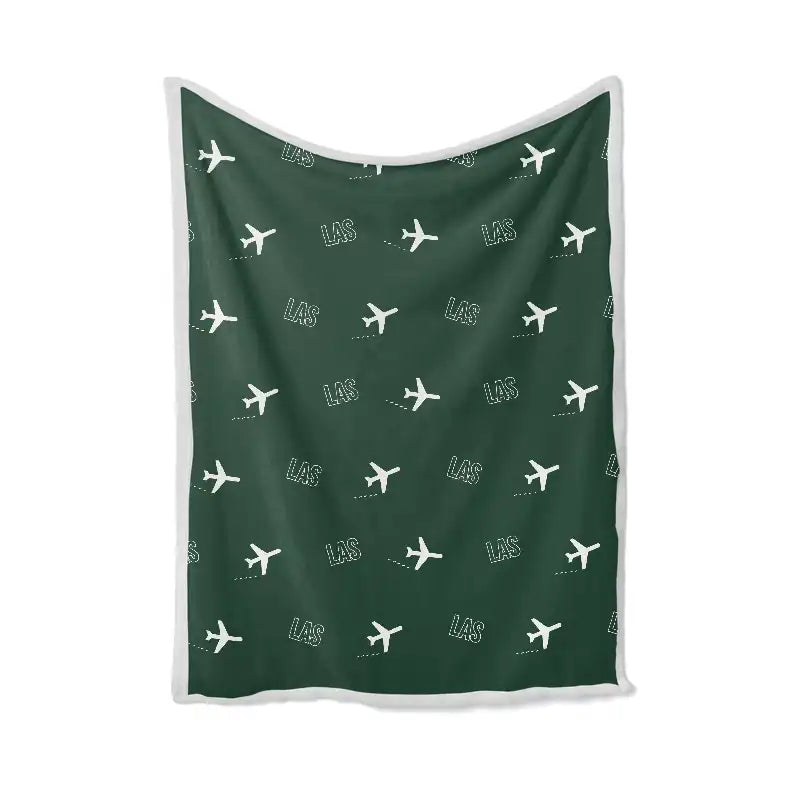 Las Vegas Harry Reid International Airport (LAS) Bedding Sets & Blankets - Blanket - Pattern - Dark Green