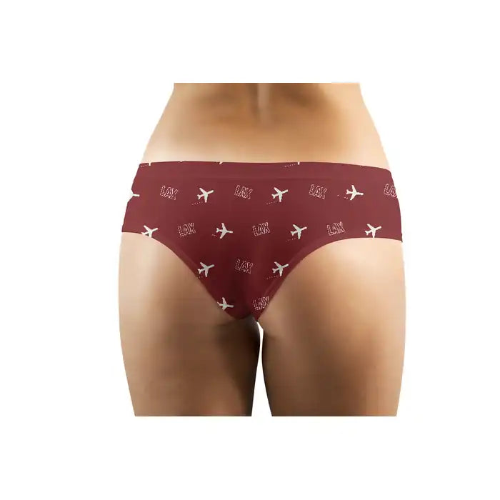 Los Angeles International Airport (LAX) Women Panties - Pattern - Dark Red - Back