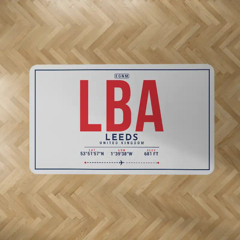 Leeds Bradford Airport (LBA) Carpets - Carpet Rectangle - ID Tag - Light Gray V2