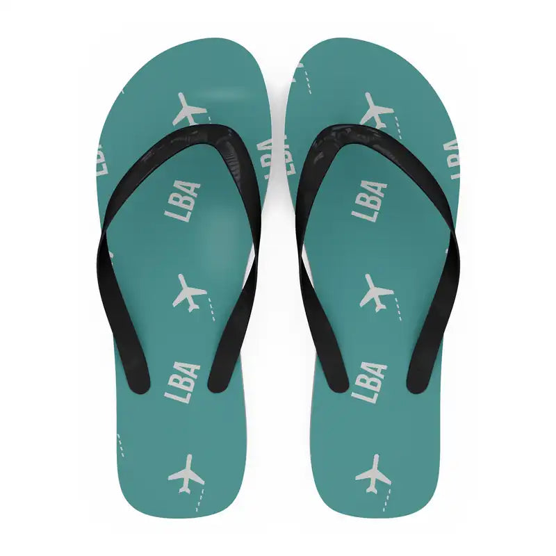 Leeds Bradford Airport (LBA) Slippers & Flip Flops - Slippers - Flip Flops - Pattern - Turquoise