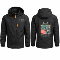Thumbnail for Larnaka International Airport (LCA) Stylish Jackets - Hooded Windbreaker - Poster - Black