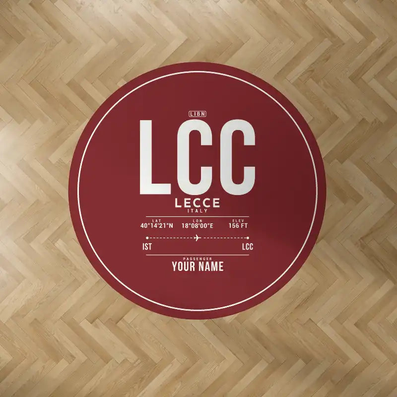Lecce Galatina Air Base (LCC) Carpets - Carpet Round - ID Tag + Name - Dark Red V2