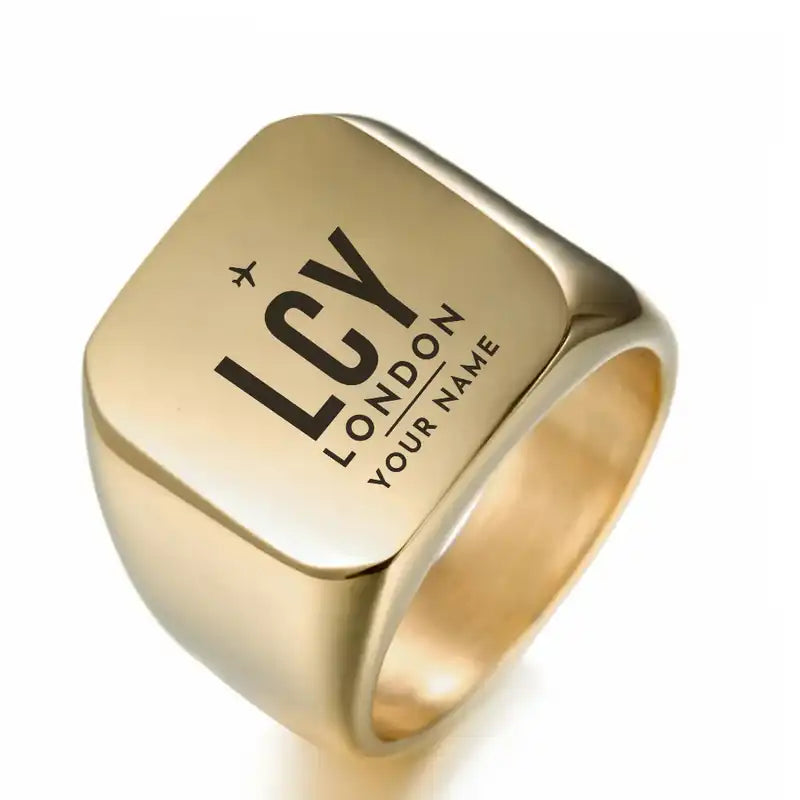 London City Airport (LCY) Rings - Ring - Golden + Name