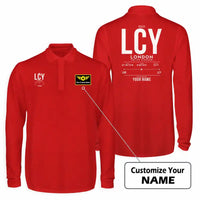 Thumbnail for London City Airport (LCY) Premium Polo T-Shirts - Tag Custom - Long Sleeve - Red