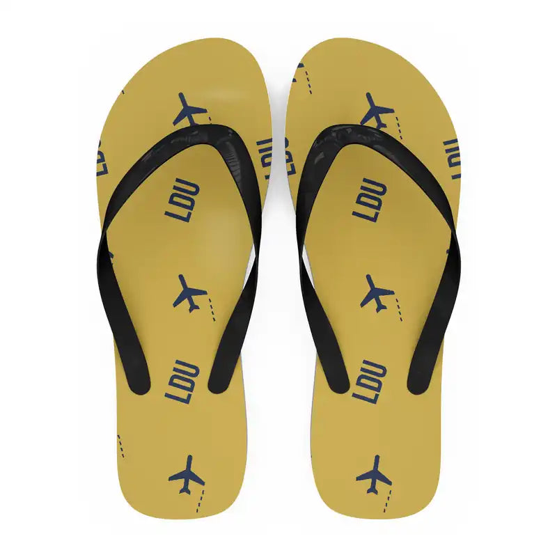 Lahad Datu Airport (LDU) Slippers & Flip Flops - Slippers - Flip Flops - Pattern - Yellow