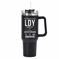 Thumbnail for City of Derry Airport (LDY) Stainless Steel Mugs - Boarding Pass - 40oz Car Mug - Black