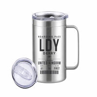 Thumbnail for City of Derry Airport (LDY) Stainless Steel Mugs - Boarding Pass - Stainless Steel Mug - 24 oz / 700ML - Silver