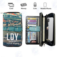 Thumbnail for City of Derry Airport (LDY) Leather Wallets - Zip Long Wallet - Scene + Name