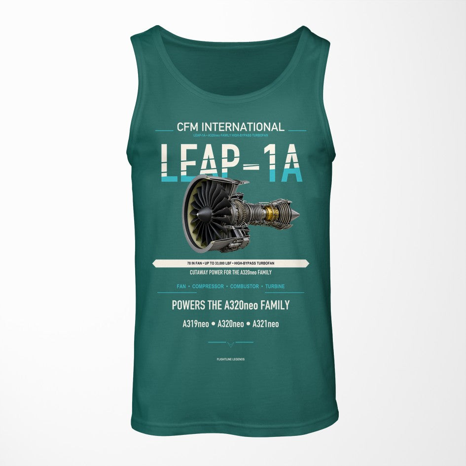 CFM LEAP-1A design on green tank top