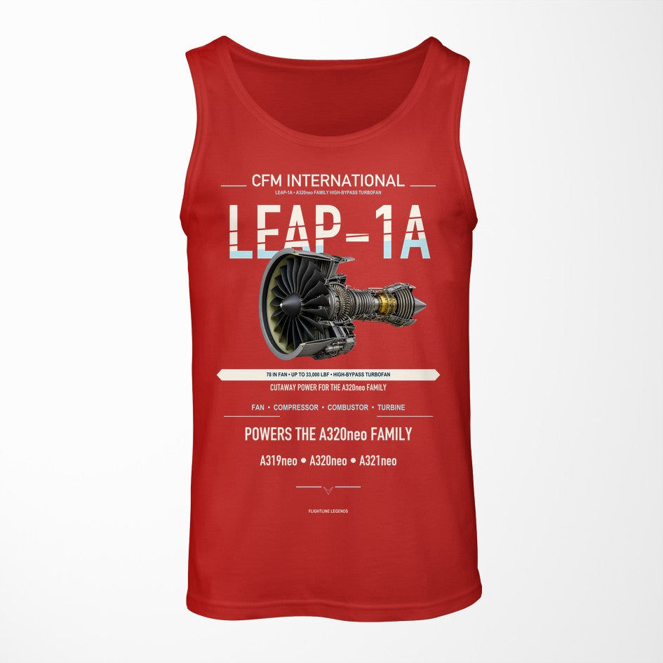CFM LEAP-1A design on red tank top