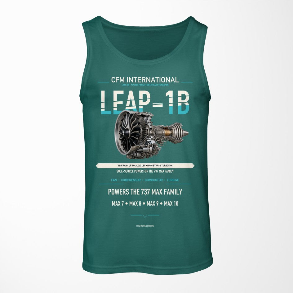 CFM LEAP-1B design on green tank top