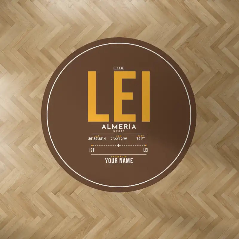 Almería Airport (LEI) Carpets - Carpet Round - ID Tag + Name - Brown V2