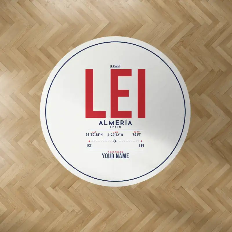 Almería Airport (LEI) Carpets - Carpet Round - ID Tag + Name - White V2
