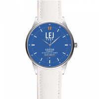 Thumbnail for Leipzig–Halle Airport (LEJ) Aviator Watches - Classic - Blue - Leather Strap - White Leather Strap