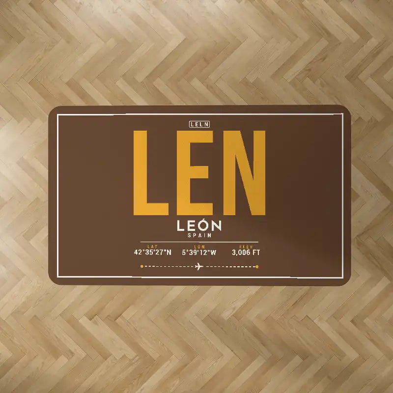 León Airport (LEN) Carpets - Carpet Rectangle - ID Tag - Brown