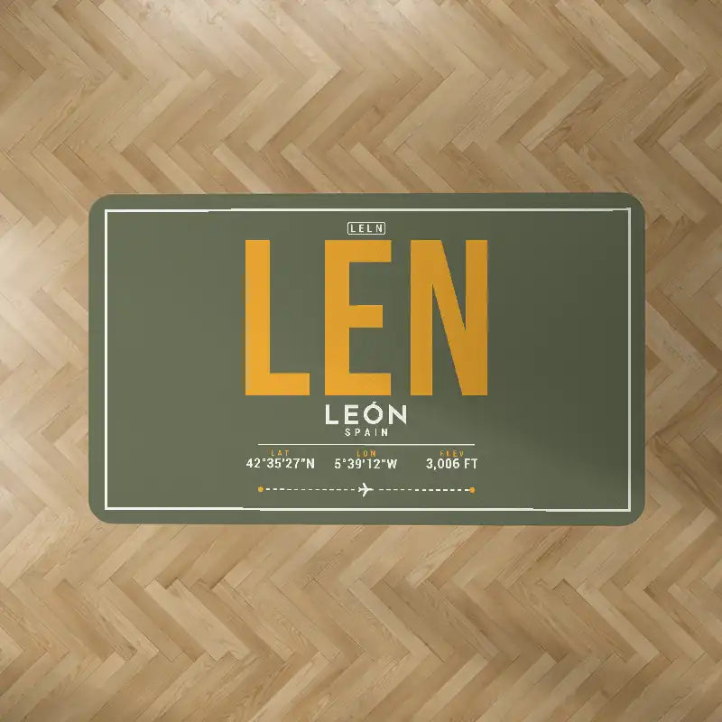 León Airport (LEN) Carpets - Carpet Rectangle - ID Tag - Green Army