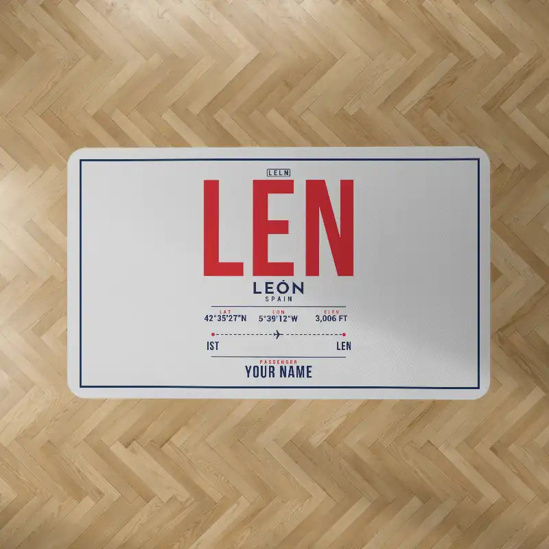 León Airport (LEN) Carpets - Carpet Rectangle - ID Tag + Name - Light Gray V2