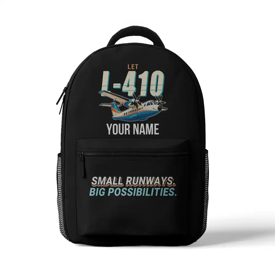 LET L-410 UVP-E20 - 3D Backpack - Cartoon + Name - Black