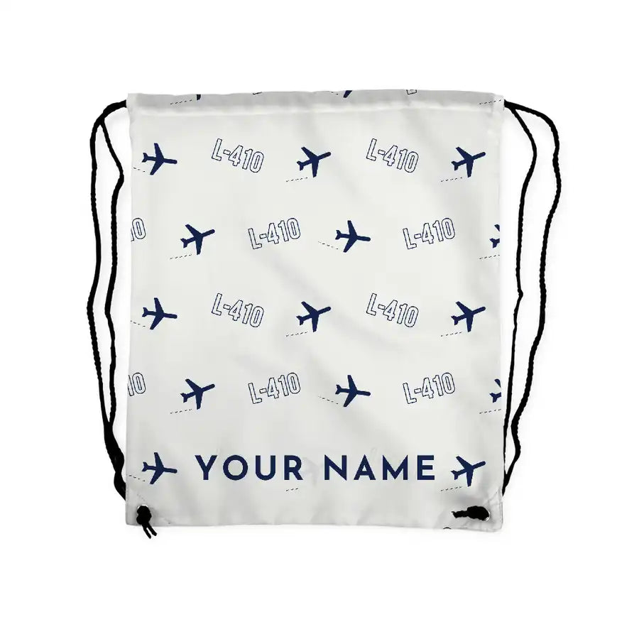 LET L-410 UVP-E20 - Drawstring Bag - 3D Pattern + Name - White
