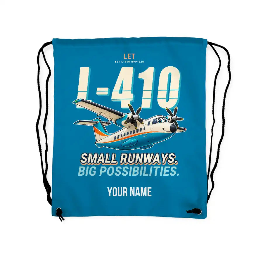 LET L-410 UVP-E20 - Drawstring Bag - Cartoon + Name - Light Blue