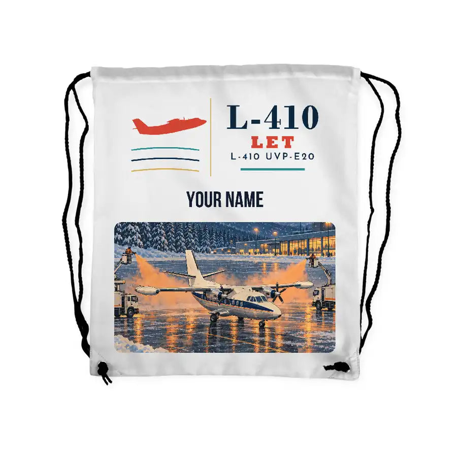 LET L-410 UVP-E20 - Drawstring Bag - Classic + Name - White