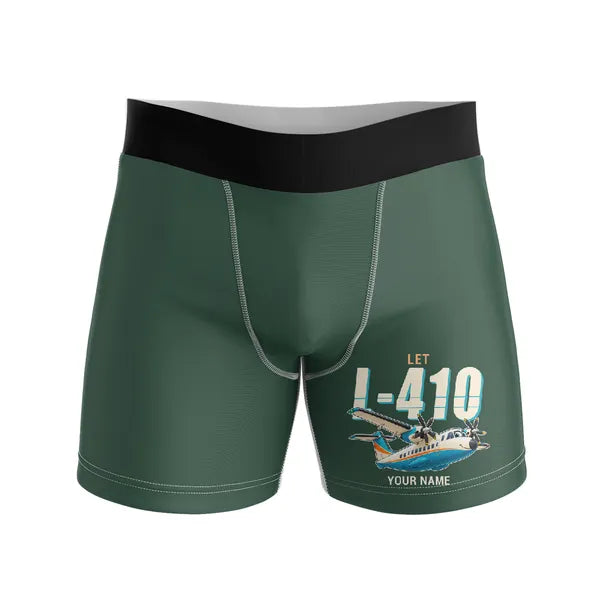 LET L-410 UVP-E20 - Men Boxers - Cartoon + Name - Dark Green
