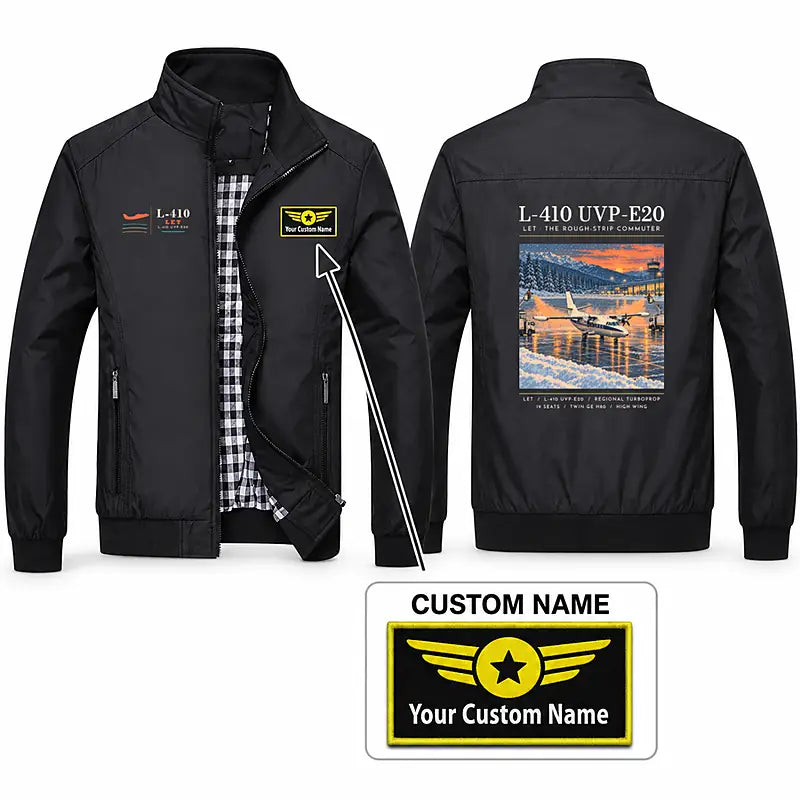 LET L-410 UVP-E20 Stylish Jackets - Stand Collar - Poster + Name - Black