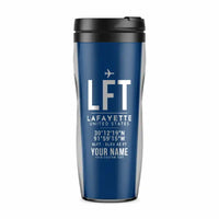 Thumbnail for Lafayette Regional Airport (LFT) Travel Mugs - ID Tag + Name - Plastic (No Holder) - Blue