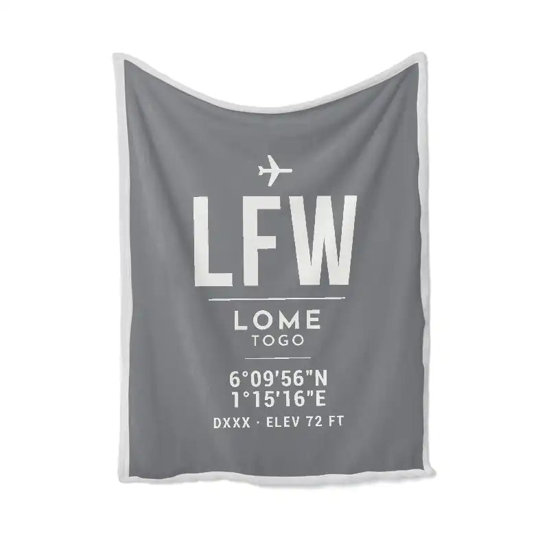 Lome-Tokoin International Airport (LFW) Bedding Sets & Blankets - Blanket - ID Tag - Gray