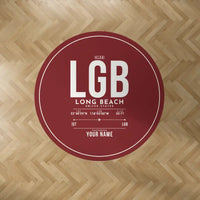 Thumbnail for Long Beach Airport (Daugherty Field) (LGB) Carpets - Carpet Round - ID Tag + Name - Dark Red
