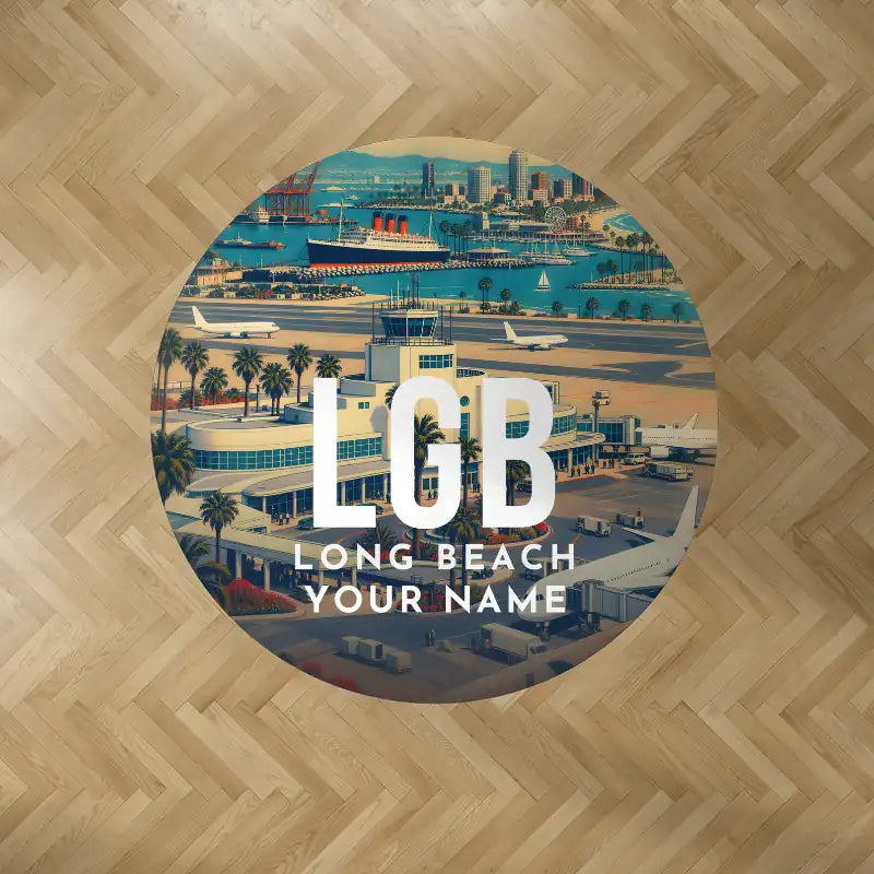 Long Beach Airport (Daugherty Field) (LGB) Carpets - Carpet Round - Scene + Name