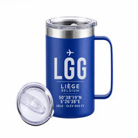 Thumbnail for Liège Airport (LGG) Stainless Steel Mugs - ID Tag - Stainless Steel Mug - 24 oz / 700ML - Blue
