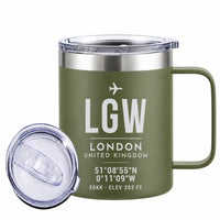 Thumbnail for London Gatwick Airport (LGW) Stainless Steel Mugs - ID Tag - Stainless Steel Mug - 14 oz / 400ML - Green