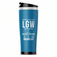 Thumbnail for London Gatwick Airport (LGW) Travel Mugs - Boarding Pass - Stainless Steel (No Holder) - Light Blue