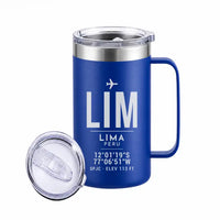 Thumbnail for Lima Jorge Chavez International Airport (LIM) Stainless Steel Mugs - ID Tag - Stainless Steel Mug - 24 oz / 700ML - Blue