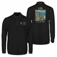 Thumbnail for Lisbon Humberto Delgado Airport (LIS) Premium Polo T-Shirts - Poster - Long Sleeve - Black