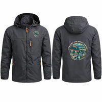 Thumbnail for Ljubljana Jože Pučnik Airport (LJU) Stylish Jackets - Hooded Windbreaker - Badge - Charcoal