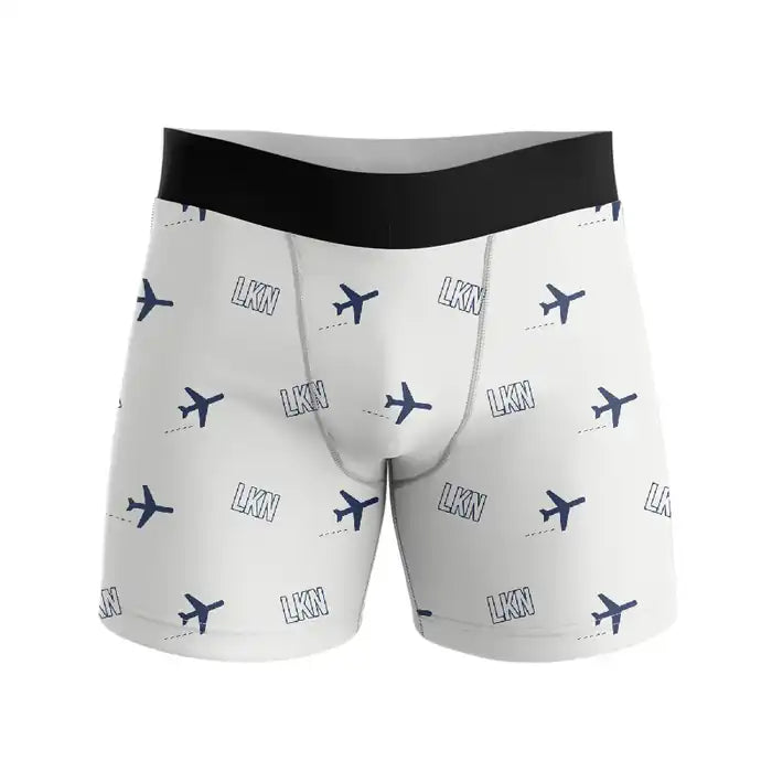 Leknes Airport (LKN) Men Boxers - Pattern - White