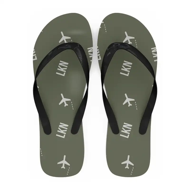 Leknes Airport (LKN) Slippers & Flip Flops - Slippers - Flip Flops - Pattern - Green Army