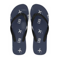 Thumbnail for Leknes Airport (LKN) Slippers & Flip Flops - Slippers - Flip Flops - Pattern - Navy Blue