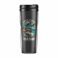 Thumbnail for Leknes Airport (LKN) Travel Mugs - Badge + Name - Plastic (No Holder) - Gray