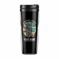Thumbnail for Chaudhary Charan Singh International Airport (LKO) Travel Mugs - Badge + Name - Plastic (No Holder) - Black
