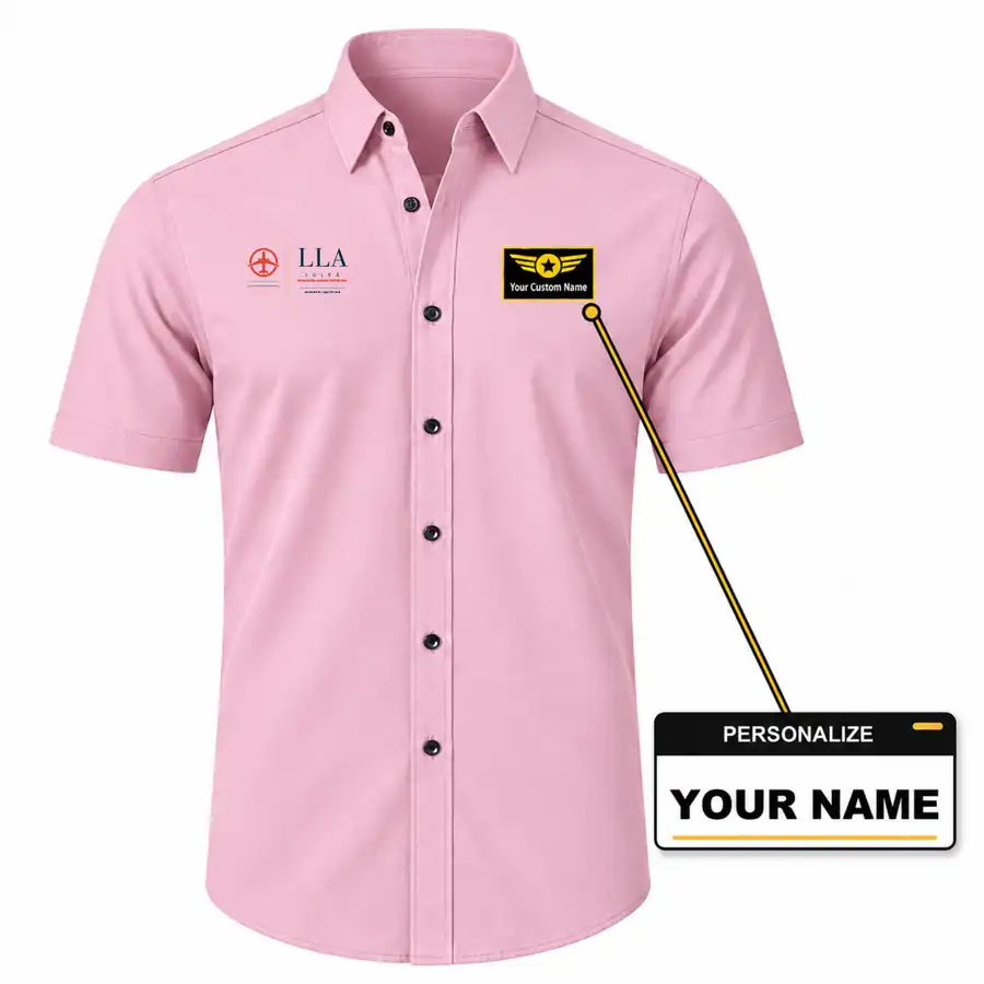 Luleå Airport (LLA) Shirts - Short Sleeve Shirt - Front - Pink + NAME