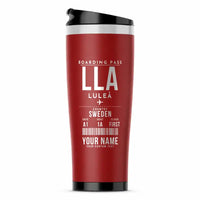 Thumbnail for Luleå Airport (LLA) Travel Mugs - Boarding Pass + Name - Stainless Steel (No Holder) - Red