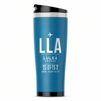 Thumbnail for Luleå Airport (LLA) Travel Mugs - ID Tag - Stainless Steel (No Holder) - Light Blue